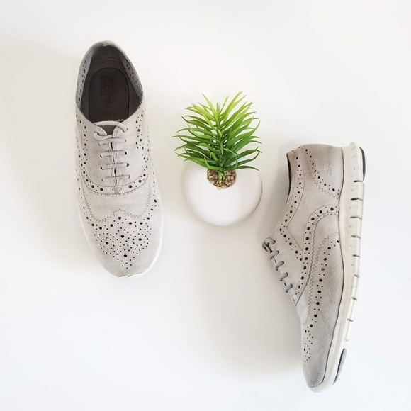 Cole Haan Shoes - Cole Haan Zerogrand Wingtip Oxford Gray Suede Shoe
